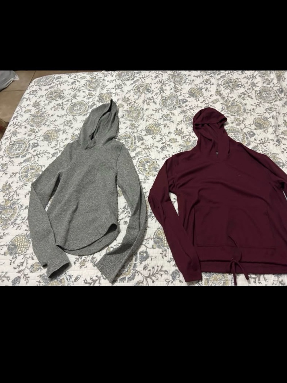Women’s Hooded Long-Sleeve jacket- Gray and Burgundy